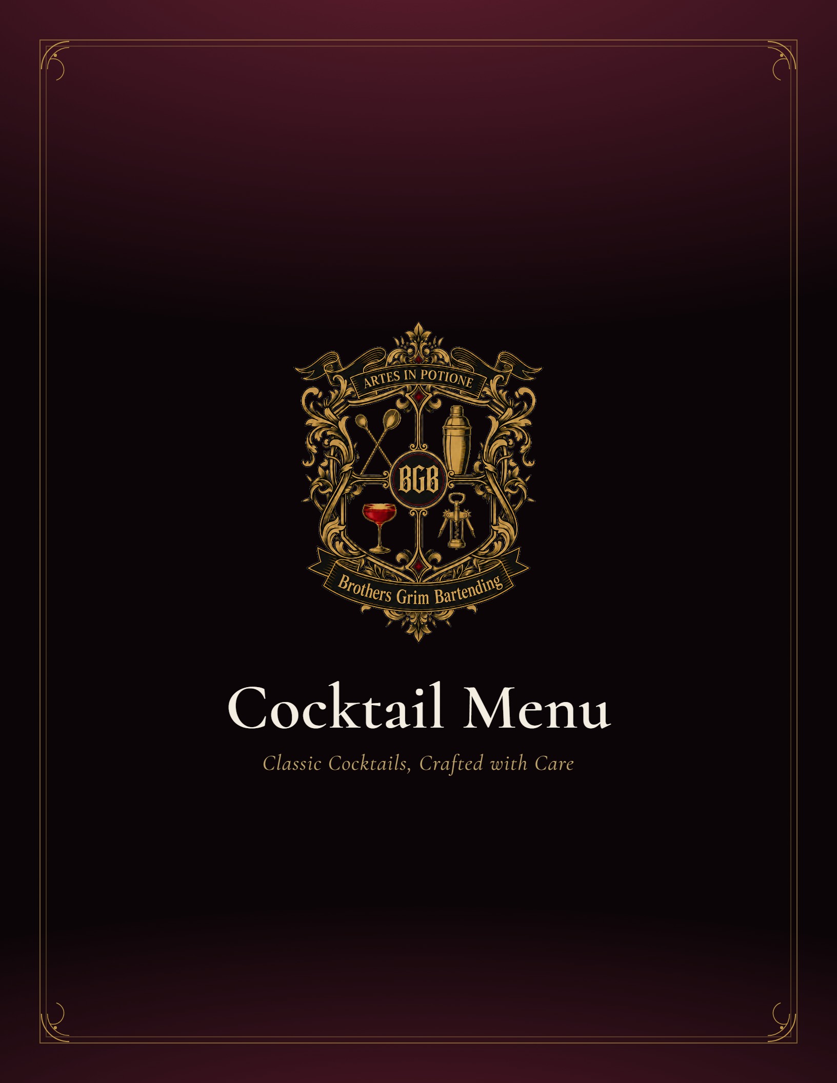 Brothers Grim cocktail menu, cover